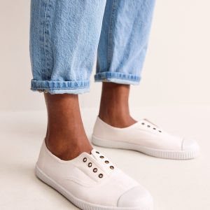 Laceless Canvas Plimsoll-Ivory