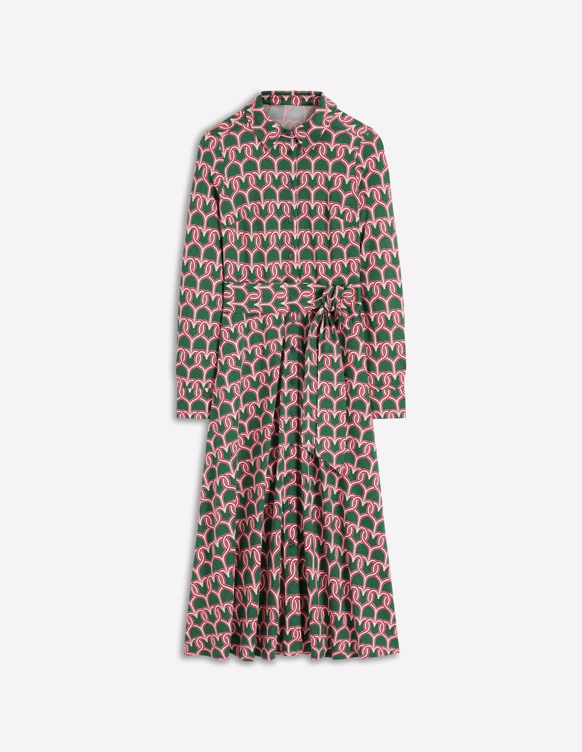 Marcia Jersey Shirt Dress-Hunter Green. Heart Link - Image 5