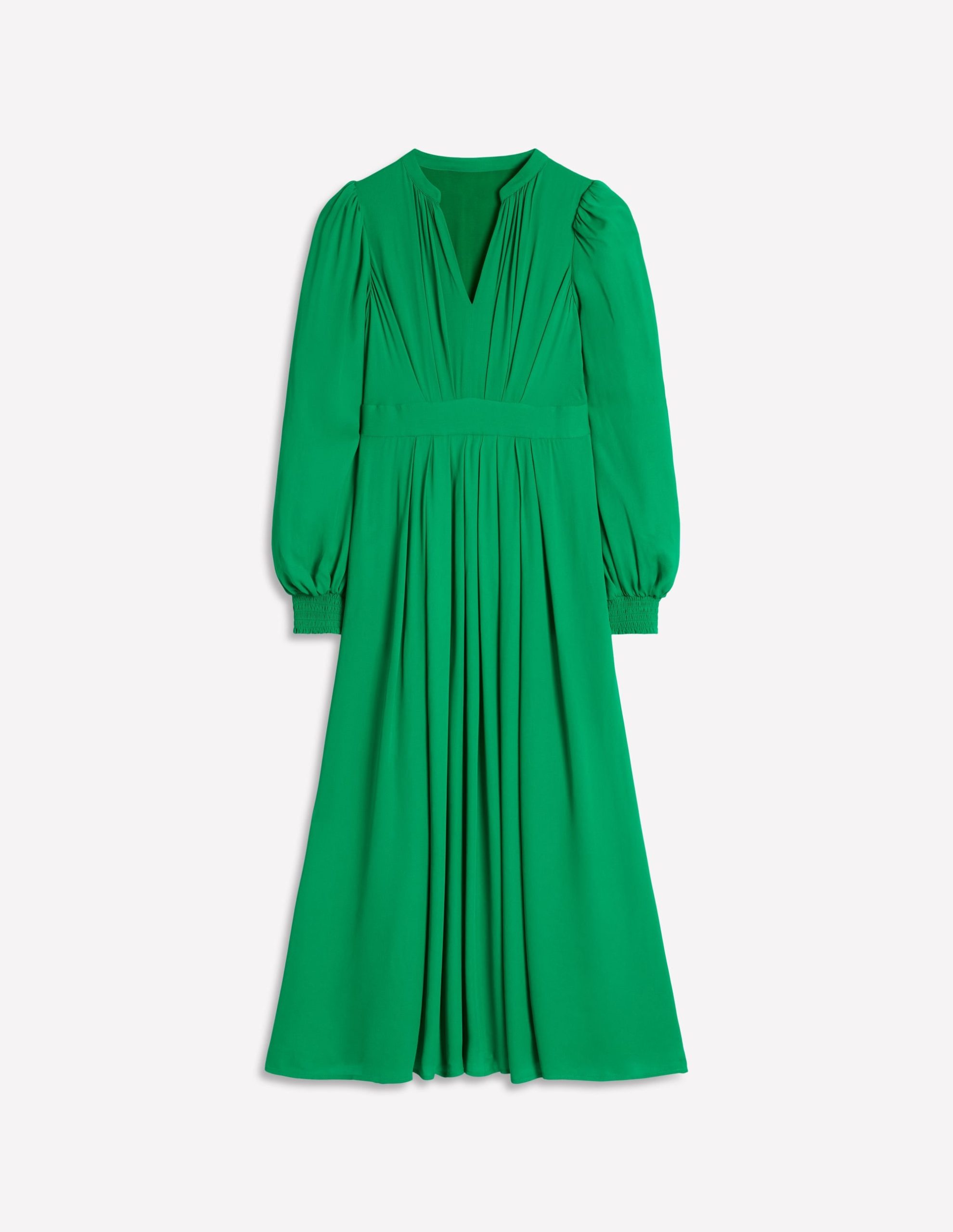 Pleat Detail Blouson Dress-Rich Emerald - Image 5