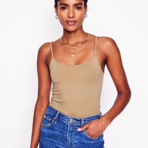 Plain Cami Top-Medium Beige