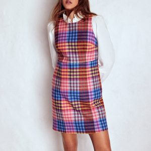 Annie Check Shift Dress-Rainbow Multigingham