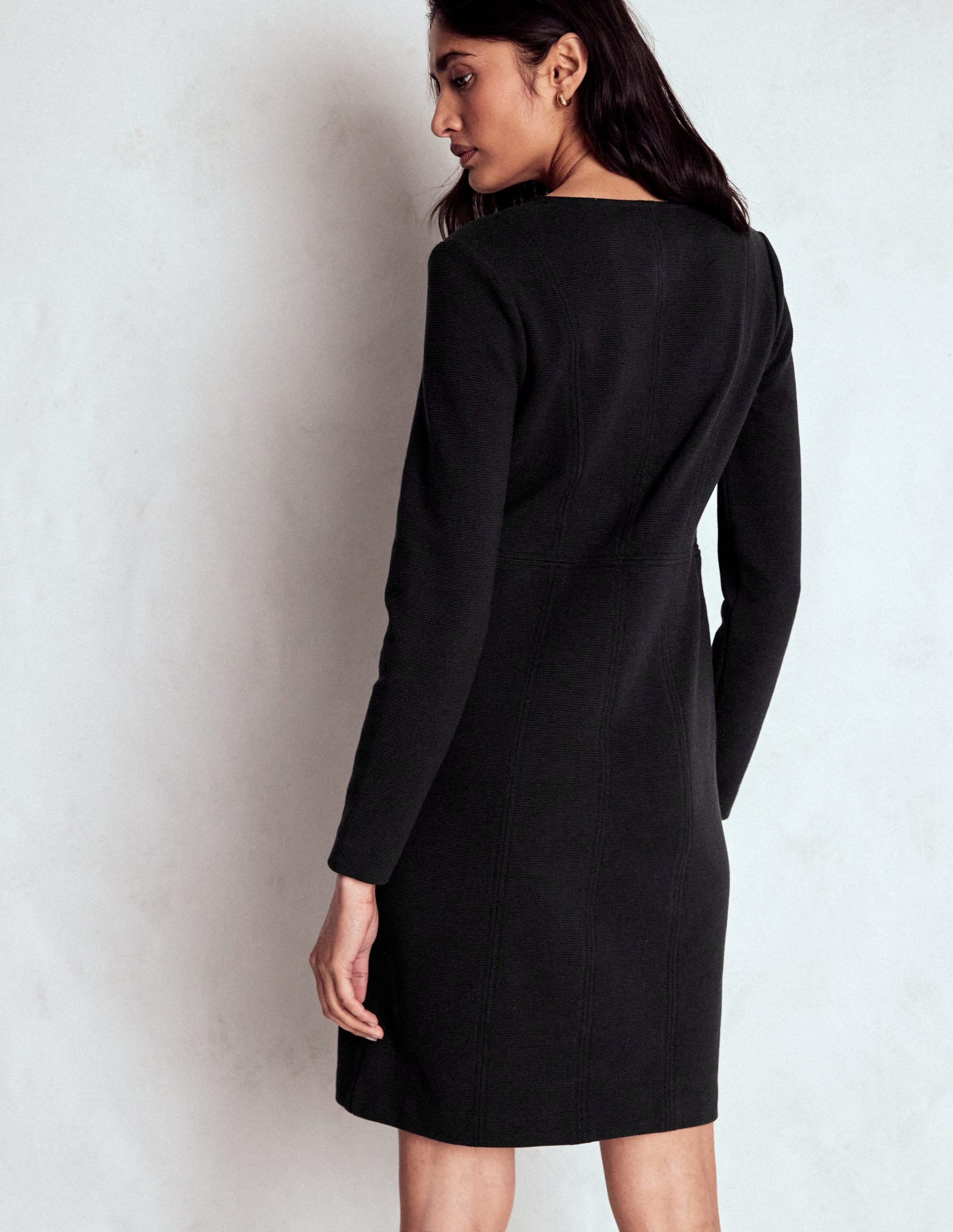 Colette Ottoman Shift Dress-Black - Image 3