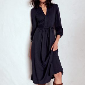 Naomi Long Sleeve Jersey Dress-Navy