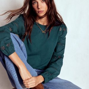 Millie Lace Mix Top-Midnight Teal