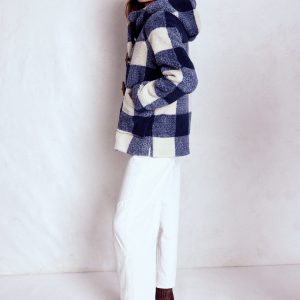 Borg Duffle Coat-College Navy Gingham