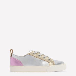 Leather Metallic Low Tops-Metallic