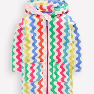 Romie Towelling Zip Throw-On-Multi Rainbow Wave