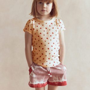 Short Sleeve Pointelle Top-Ivory Strawberry