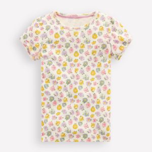 Short Sleeve Pointelle Top-Ivory Spaced Rosa