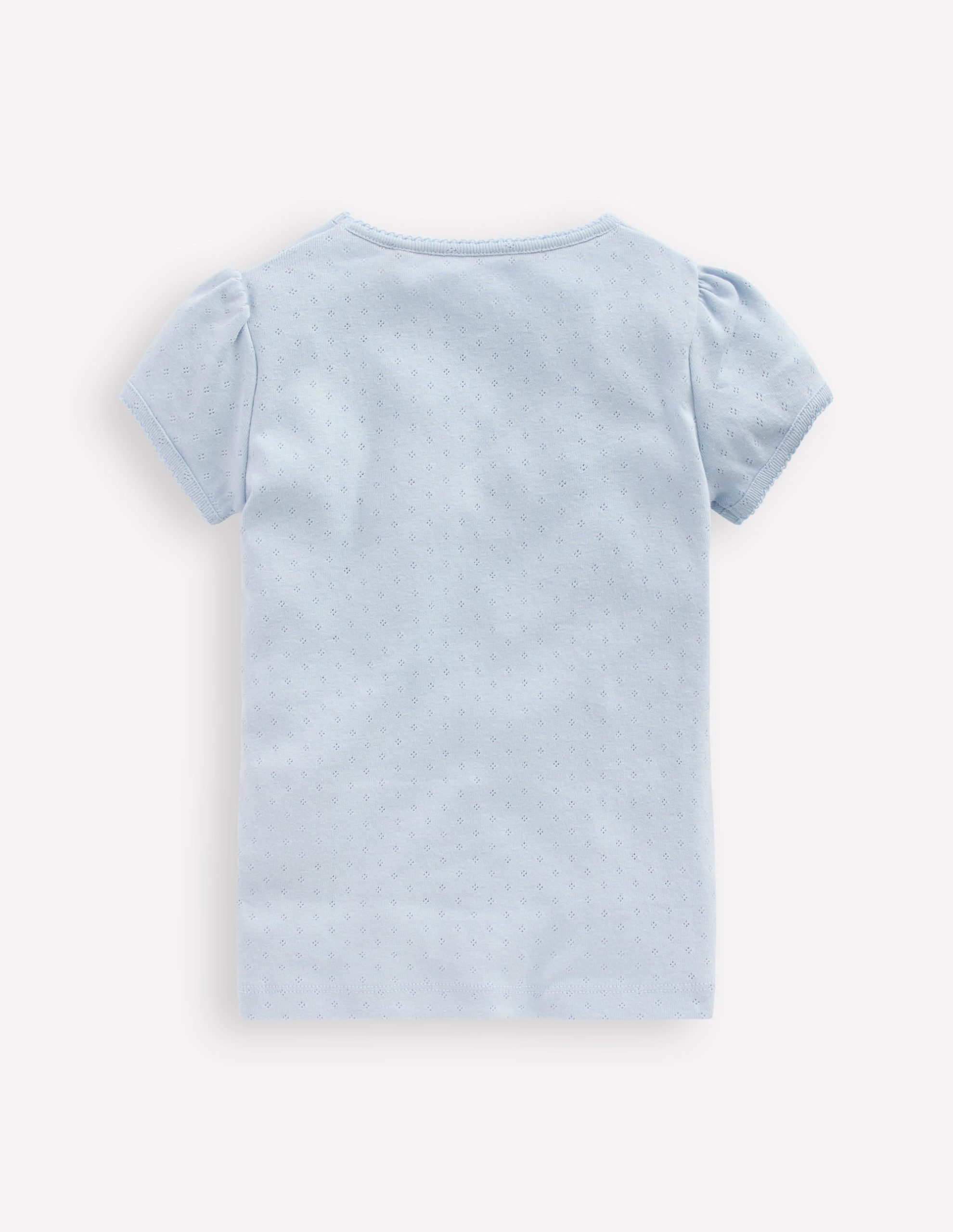 Short Sleeve Pointelle Top-Blue - Image 2