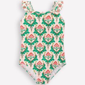 Hallie Frill Strap Swimsuit-Multi Woodblock Floral