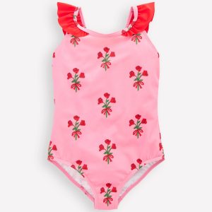 Hallie Frill Strap Swimsuit-Bubblegum Pink Posy