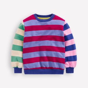 Printed Sweatshirt-Multi Hotch Potch Stripe