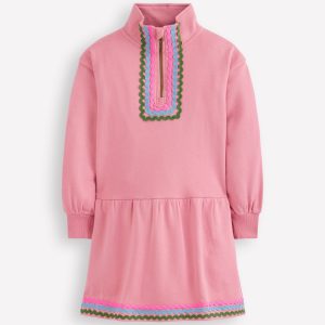 Half Zip Sweat Dress-Pink Haze