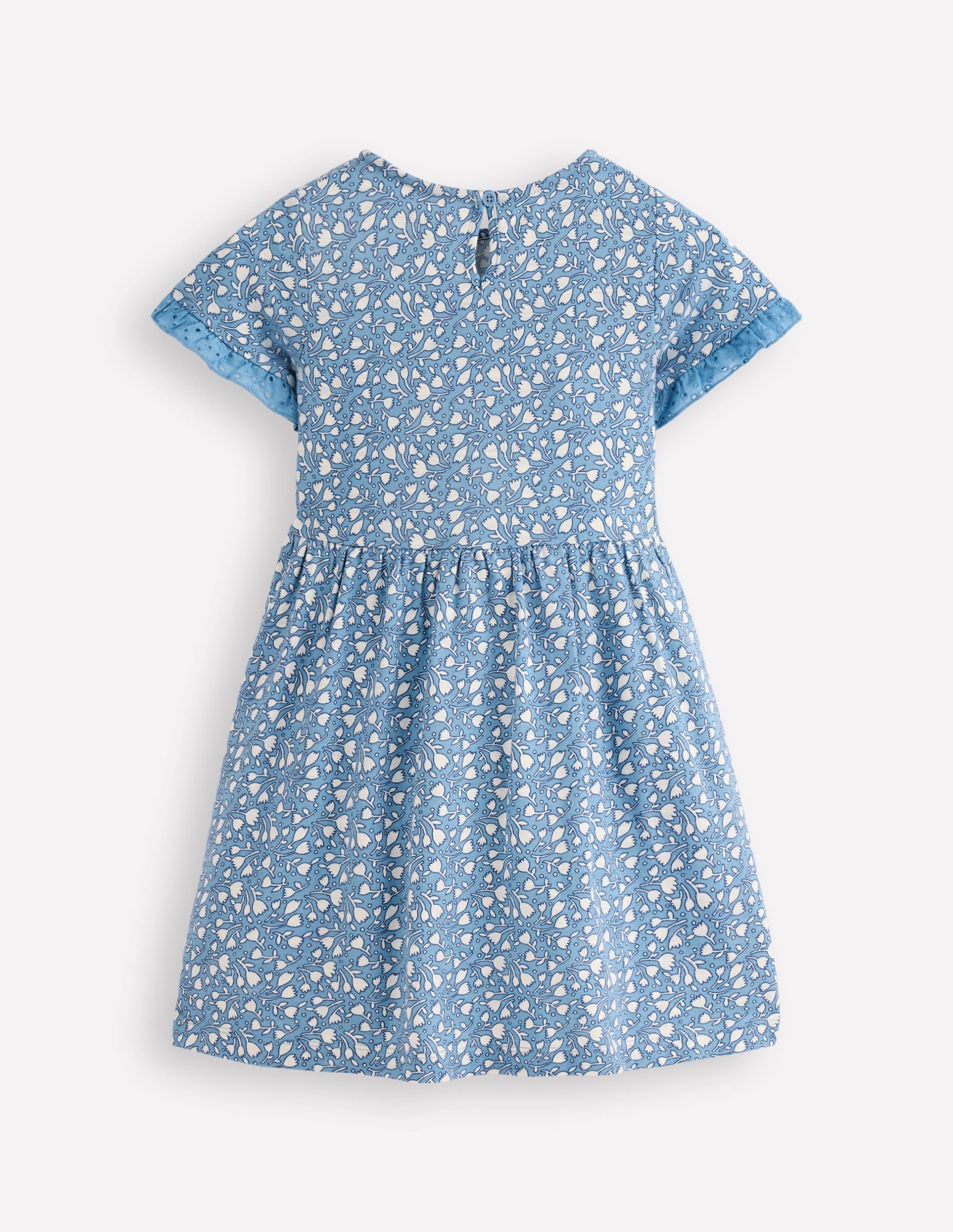 Broderie Pocket Jersey Dress-Glacier Blue Tiny Tulip - Image 2