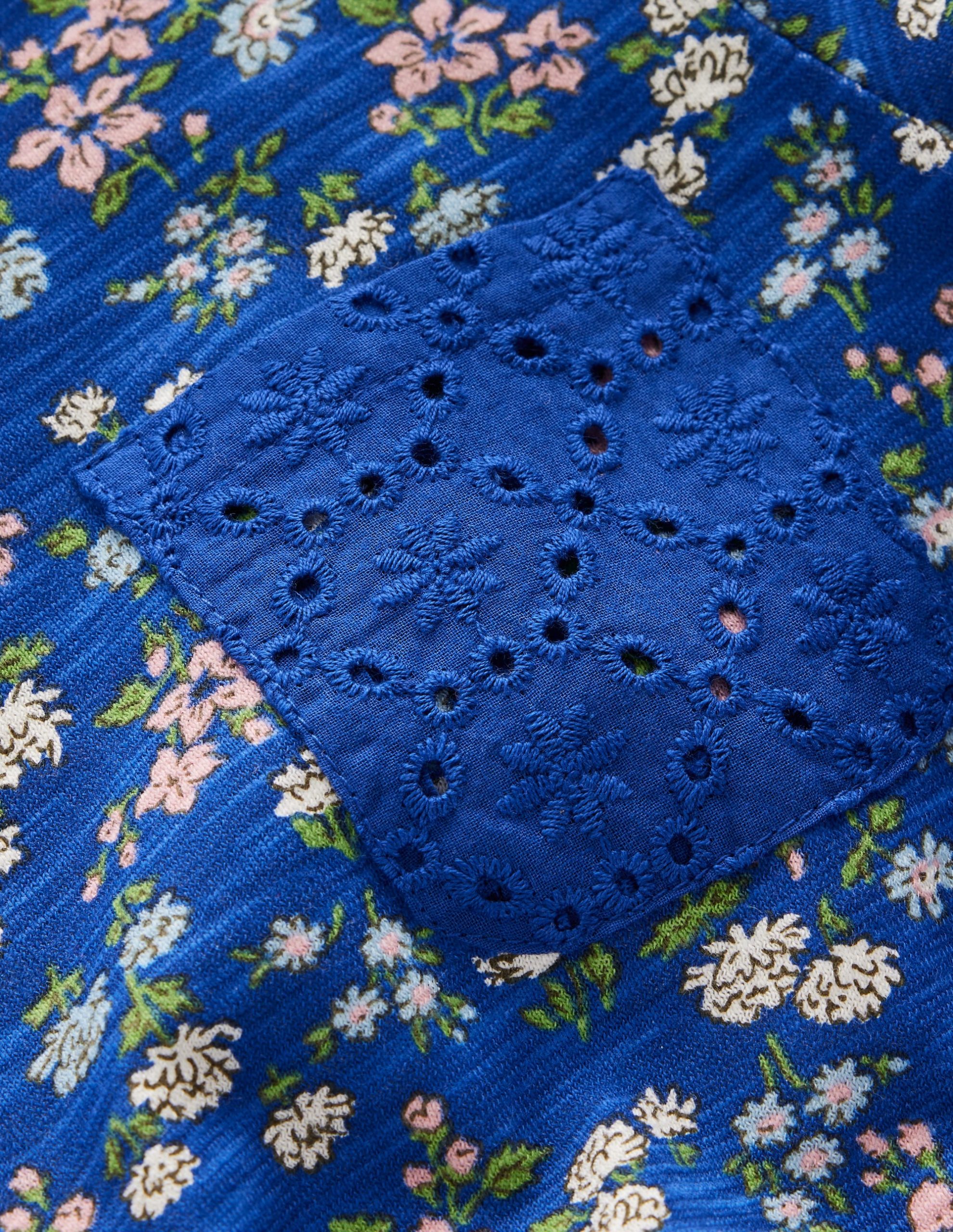 Broderie Pocket Jersey Dress-Sapphire Blue Meadow Floral - Image 3