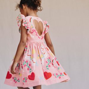 Heart Back Dress-Bubblegum Pink Unicorn