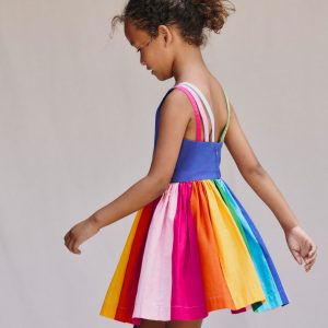 Multi Strap Flare Dress-Sapphire Blue Rainbow