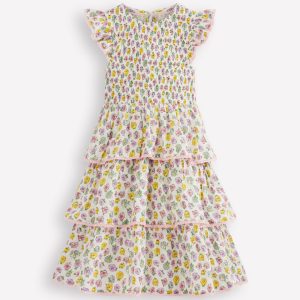 Tiered Lace Woven Dress-Soft Ivory Rosa