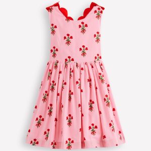 Fun Cross-back Strap Dress-Bubblegum Pink Posy