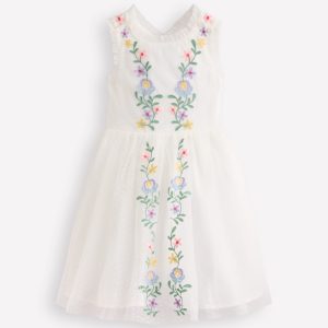 Tulle Cross Back Dress-Soft Ivory