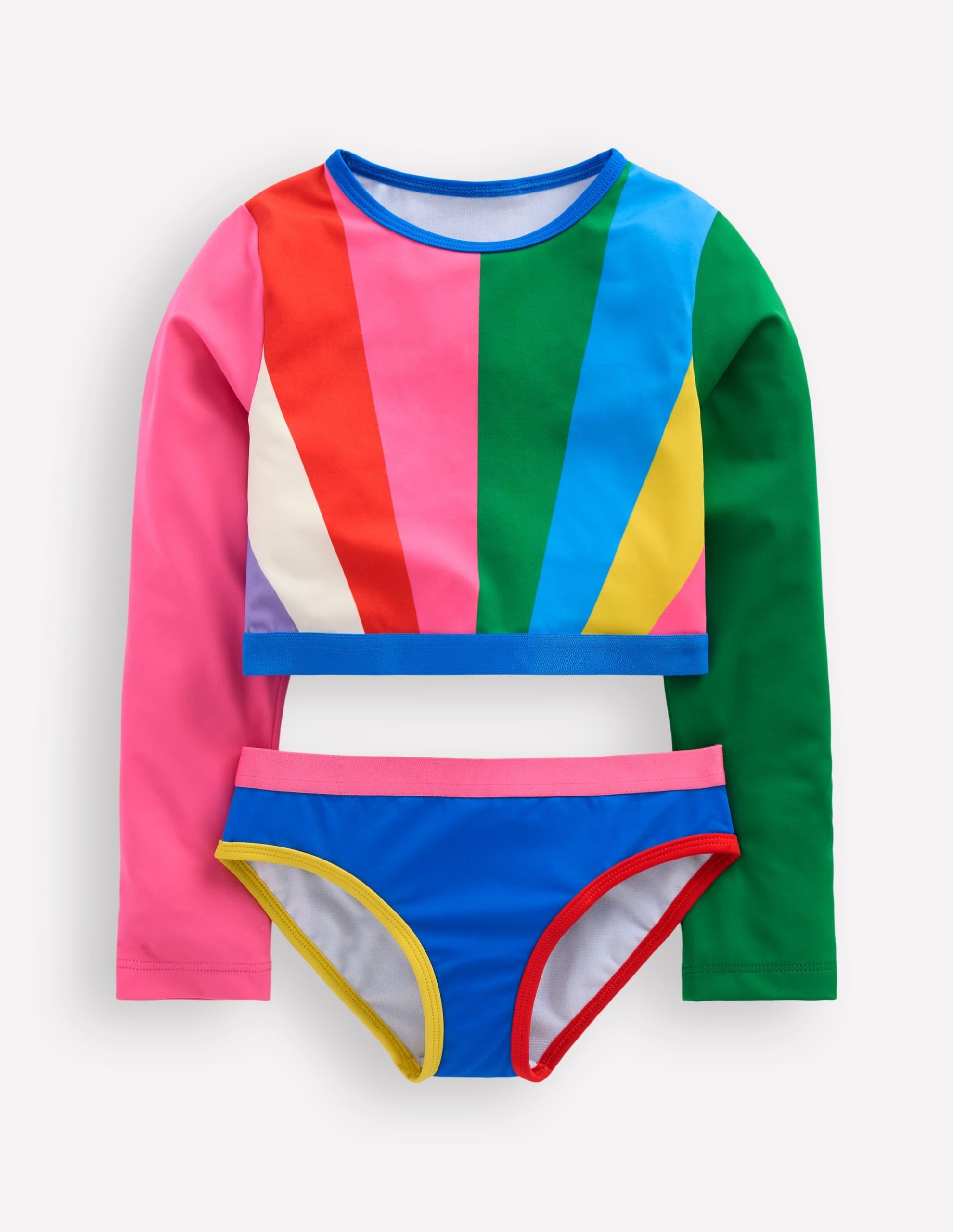Cropped Rash Vest Set-Rainbow Sunray