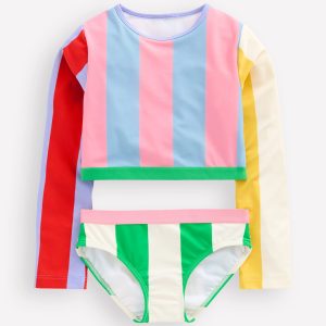 Cropped Rash Vest Set-Multi Hotchpotch Stripe