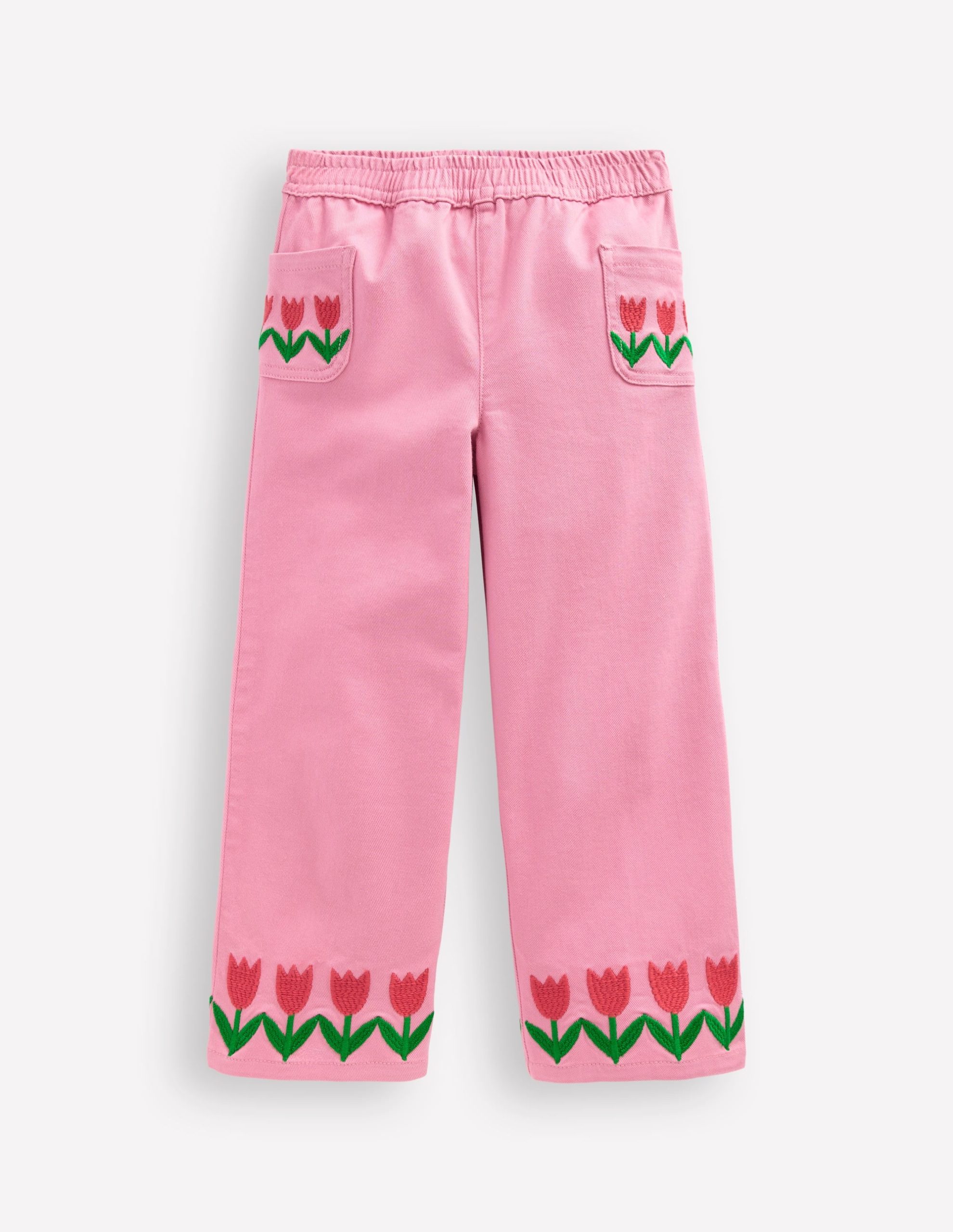 Wide Leg Pull-on-Pink Tulips - Image 4