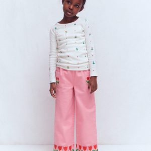 Wide Leg Pull-on-Pink Tulips
