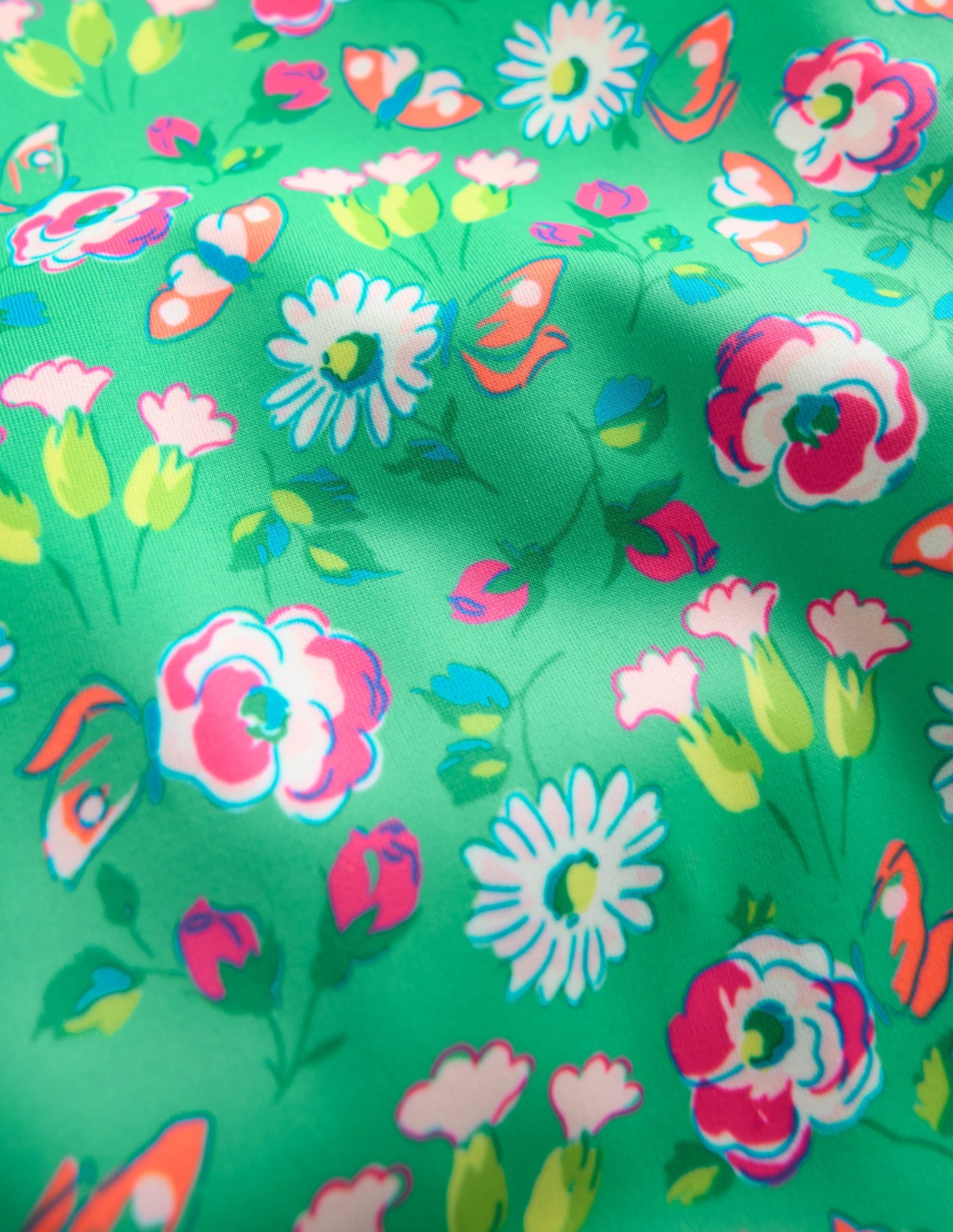 Puff Sleeve Swimsuit-Aquamarine Butterfly Floral - Image 3