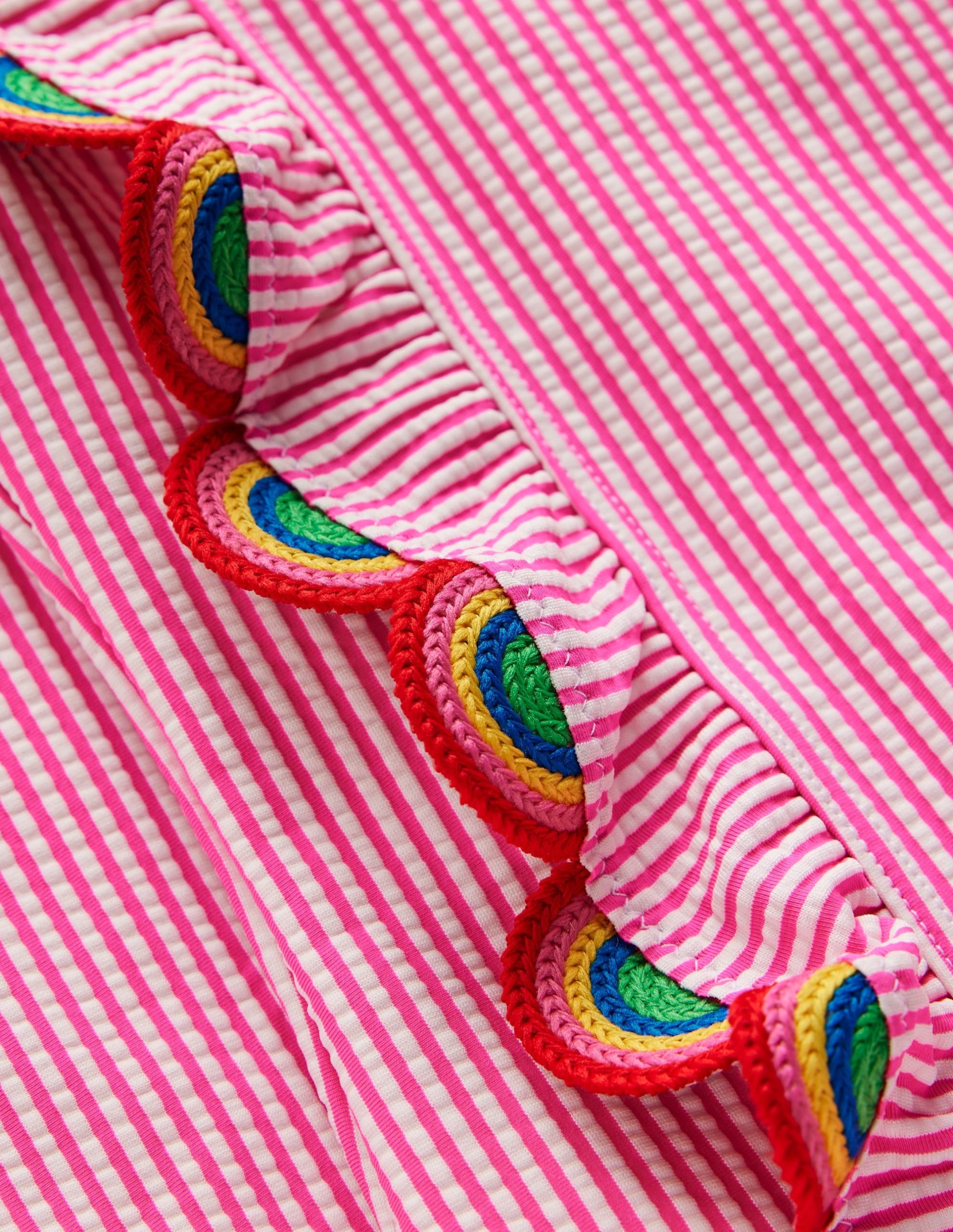 Long Sleeve Frill Swimsuit-Pink Glo Stripe Rainbow - Image 3