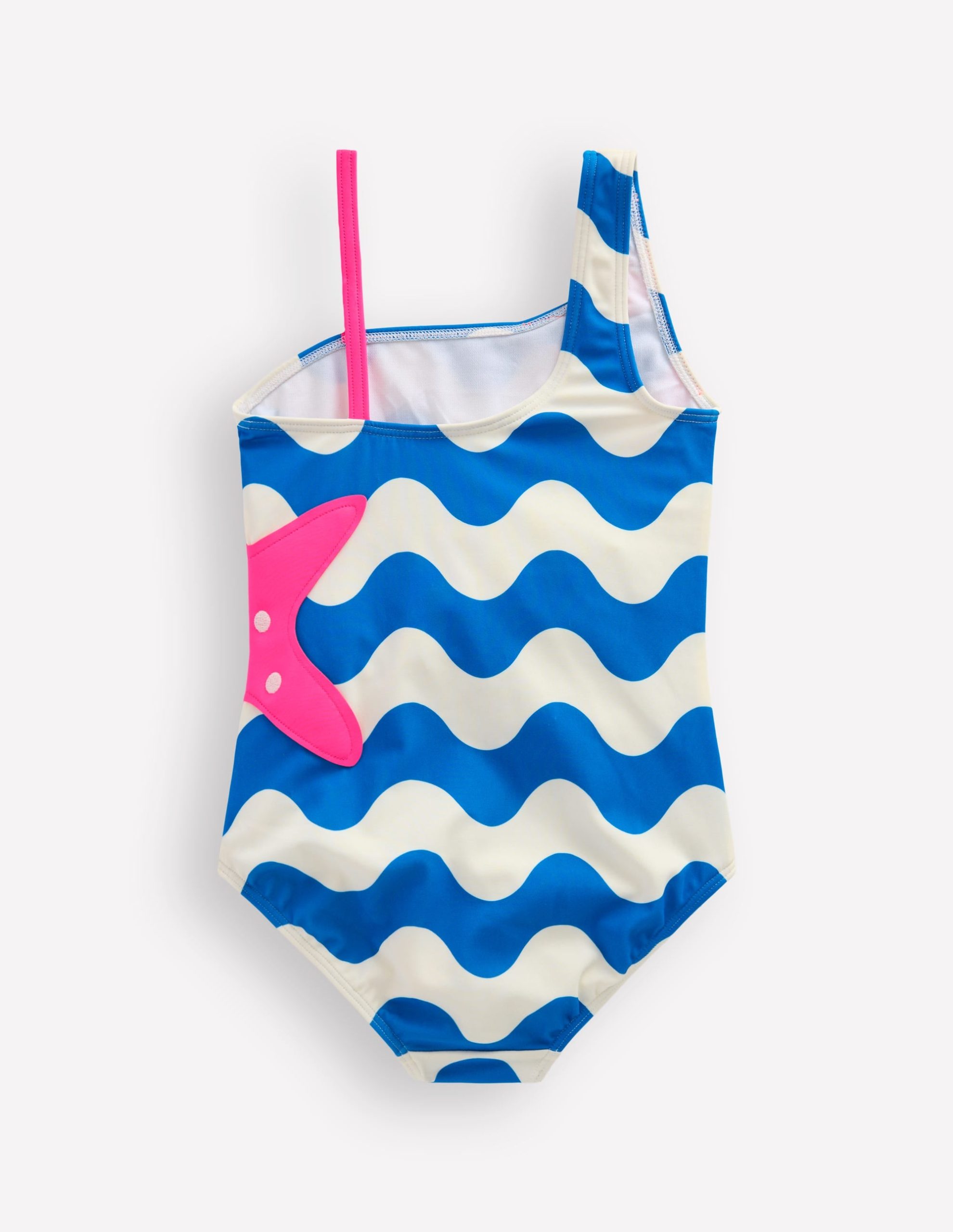 One Shoulder Appliqu?? Swimsuit-Kingfisher Blue Wave Starfish - Image 2