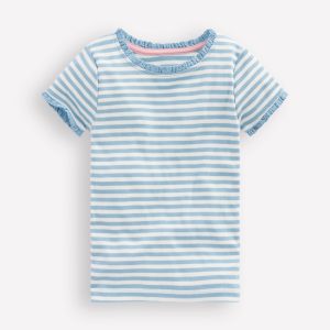 Short Sleeve Ribbed T-shirt-Glacier Blue Stripe