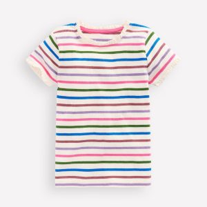 Short Sleeve Ribbed T-shirt-Multi Stripe