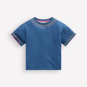 Relaxed Embroidered T-shirt-Navy