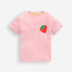 Short Sleeve Printed T-Shirt-Pink Strawberries