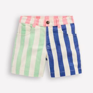 Denim Shorts-Multi Hotch Potch Stripe
