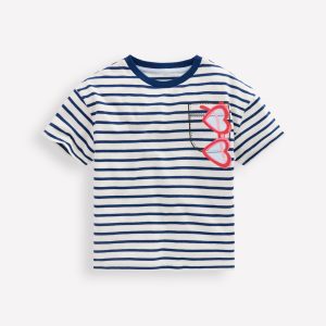Relaxed Applique T-shirt-Navy Stripe Sunglasses