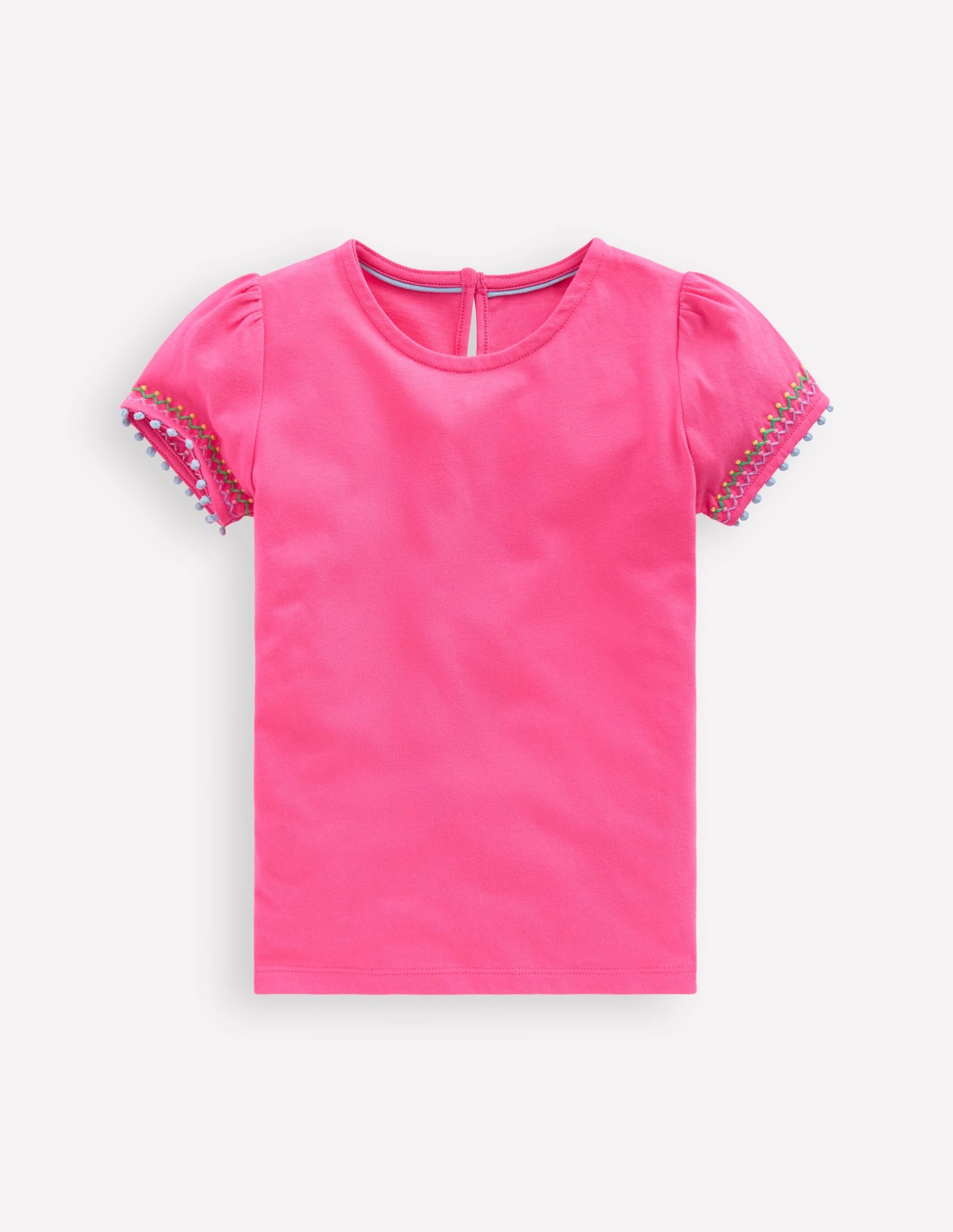 Puff Sleeve T-shirt-Flamingo Pink