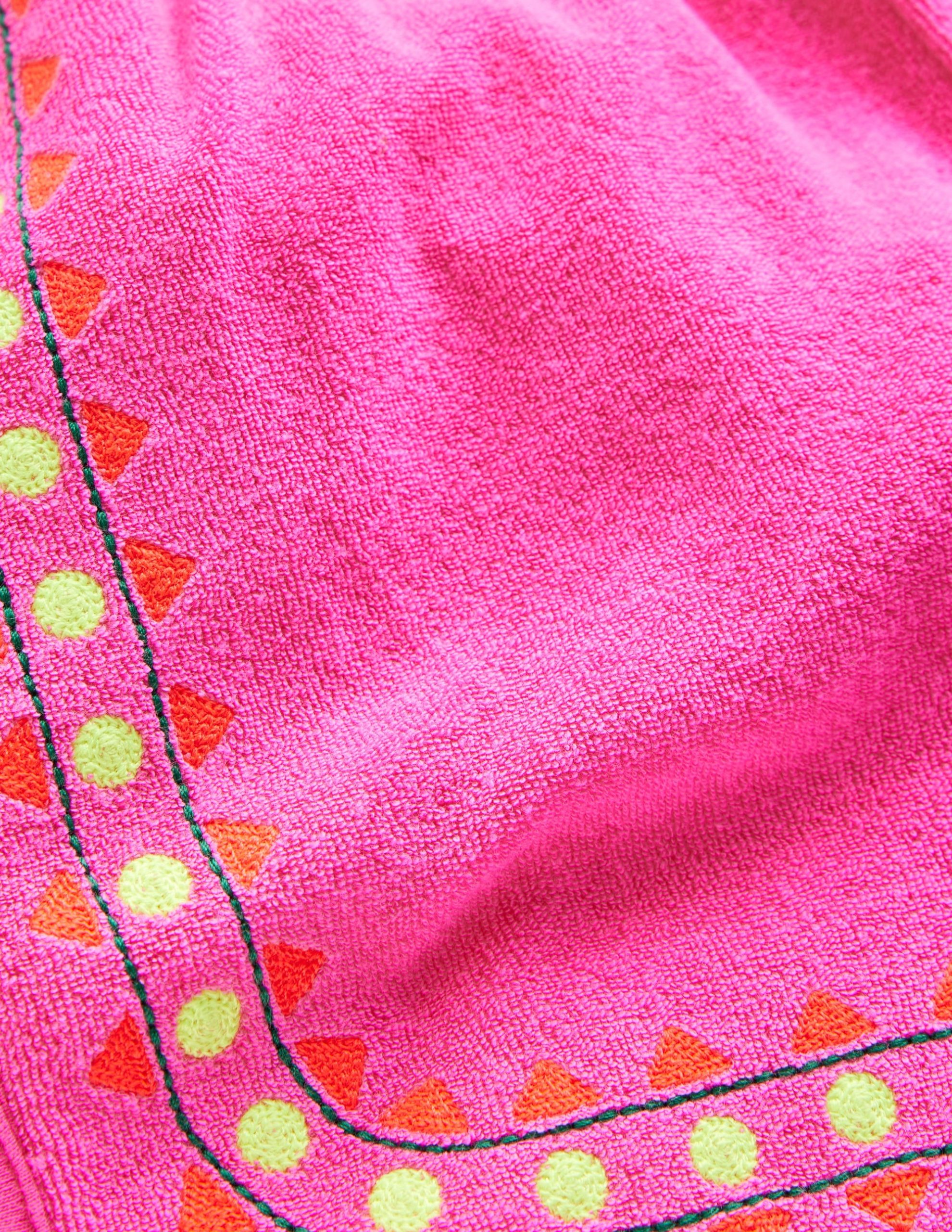 Towelling Embroidered Shorts-Sorbet Pink Embroidery - Image 5