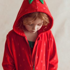 Fun Romie Towelling Zip-up-Strawberry Tart Red
