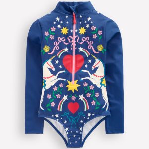 Fun Long Sleeve Swimsuit-Sapphire Unicorn Placement