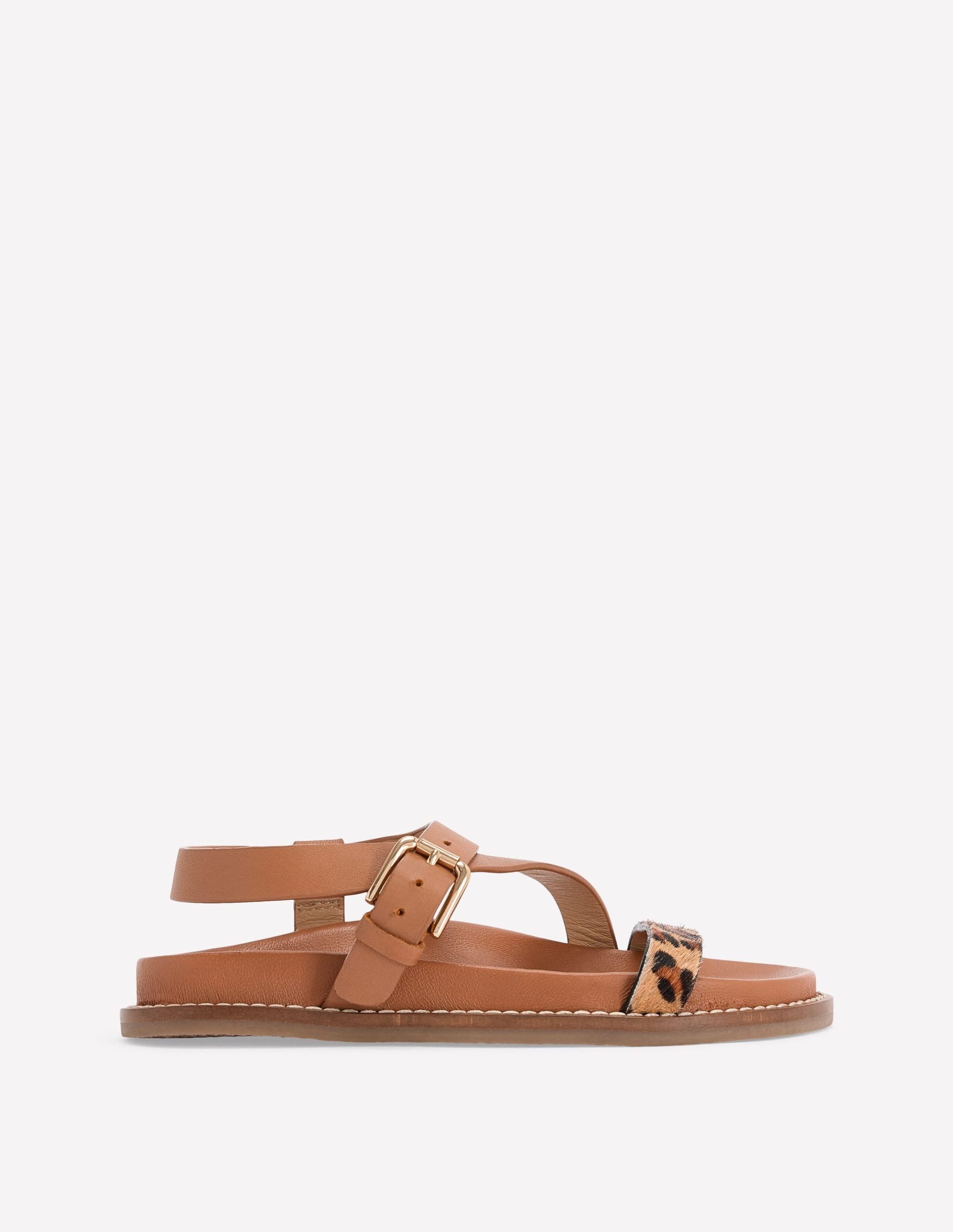 Asymmetric Cross Strap Sandals-Tan