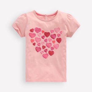 Puff Sleeve Superstitch Top-Chalk Pink Hearts