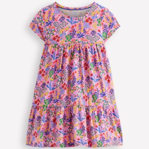 Ariel Twirly Jersey Dress-Meadowsweet Pink Garden Floral