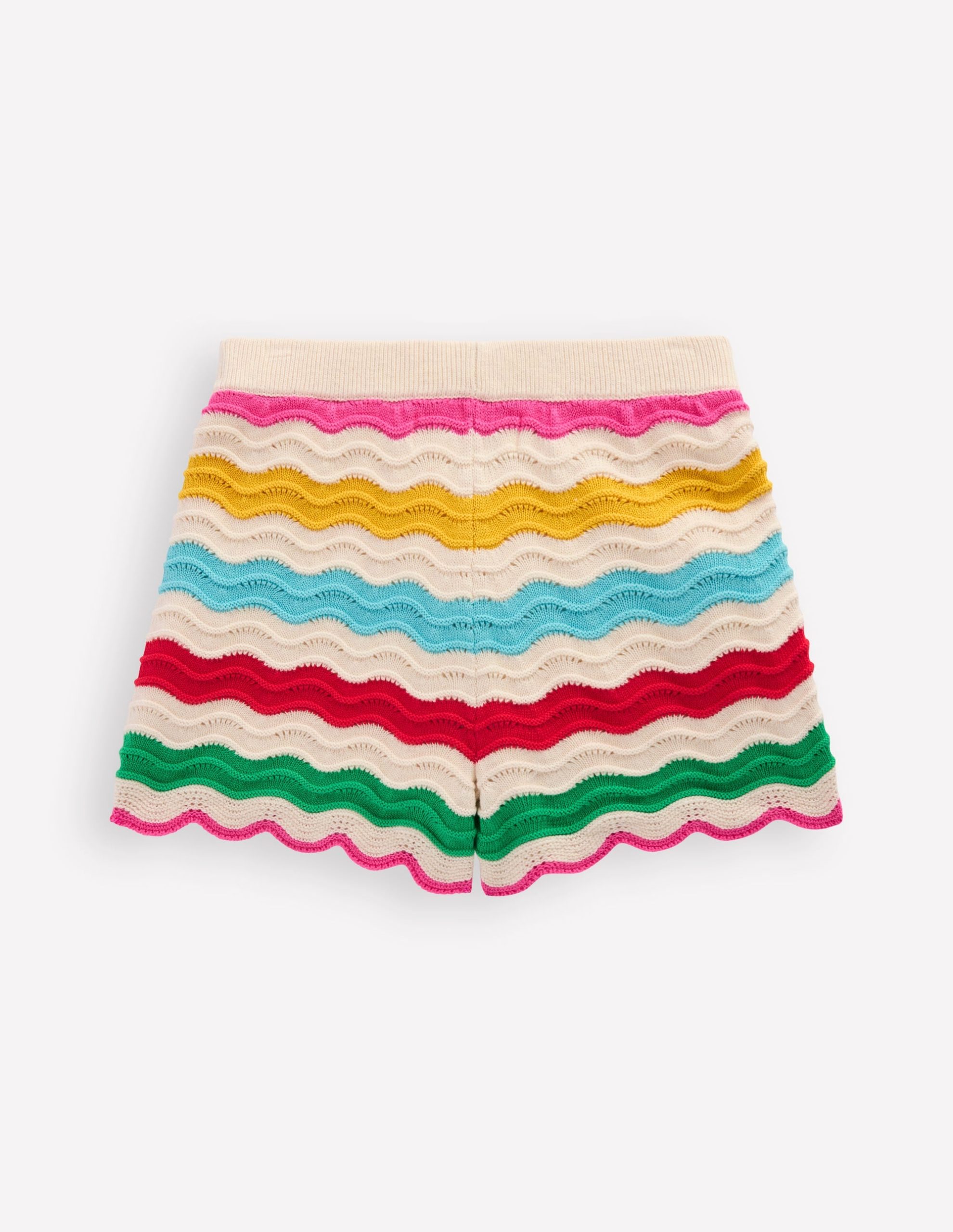 Pointelle Knitted Shorts-Ivory Multi Rainbow - Image 2