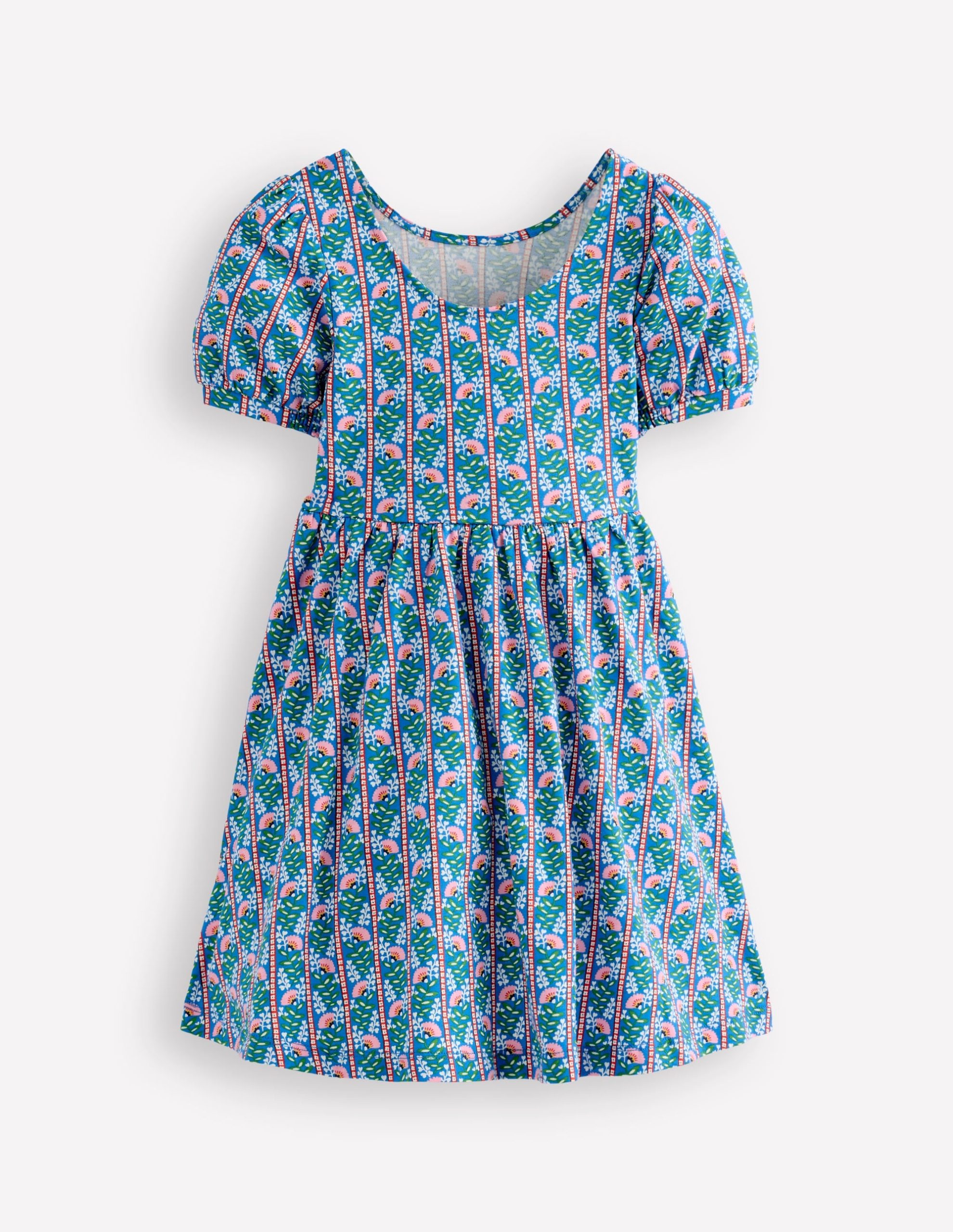 Ballerina Jersey Dress-Kingfisher Blue Floral Vine - Image 2