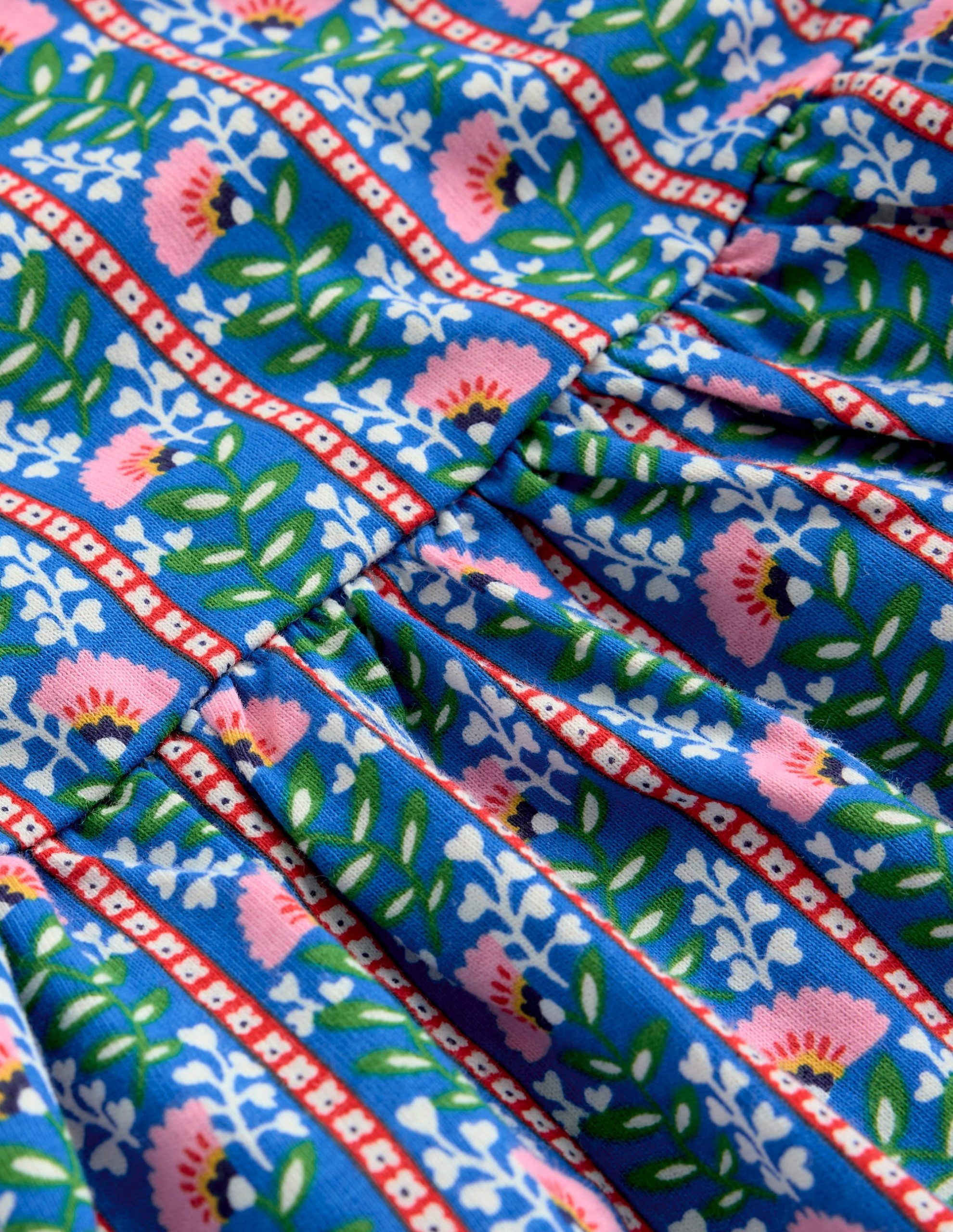 Ballerina Jersey Dress-Kingfisher Blue Floral Vine - Image 3