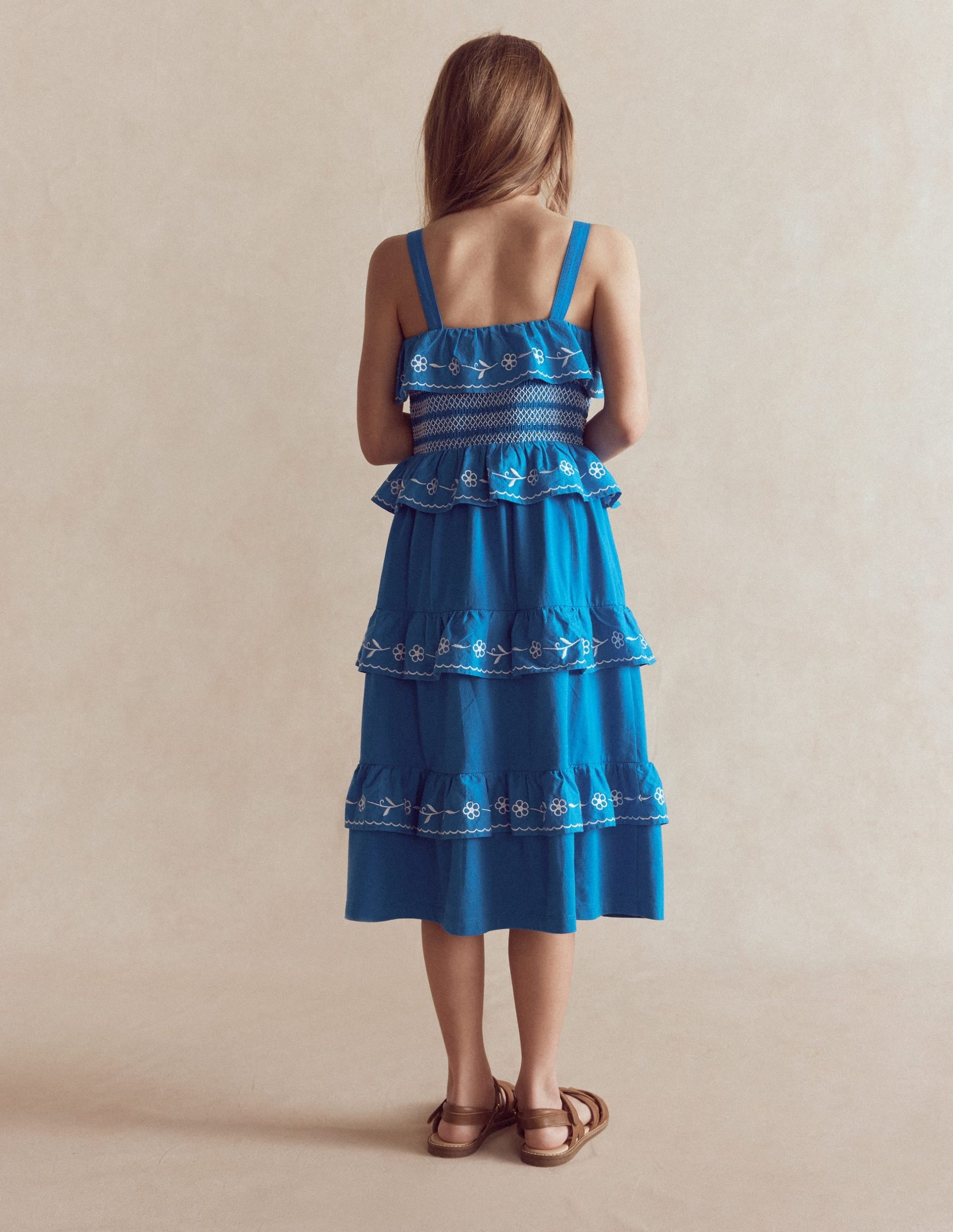 Jersey Embroidered Midi Dress-Kingfisher Blue - Image 3