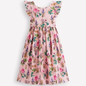 Bow Back Midi Dress-Pink Floral